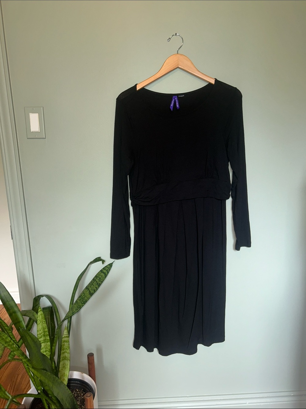Seraphine Black Long Sleeve Midi Nursing Dress